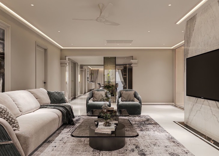 The Minimalist White & Charcoal Living Vista